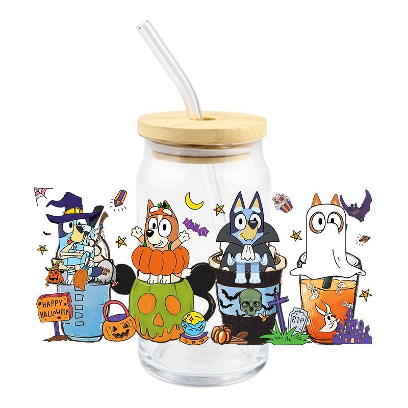 Bluey Halloween Friends - UV DTF 16 oz Cup Wrap – Curly Vine Design Co