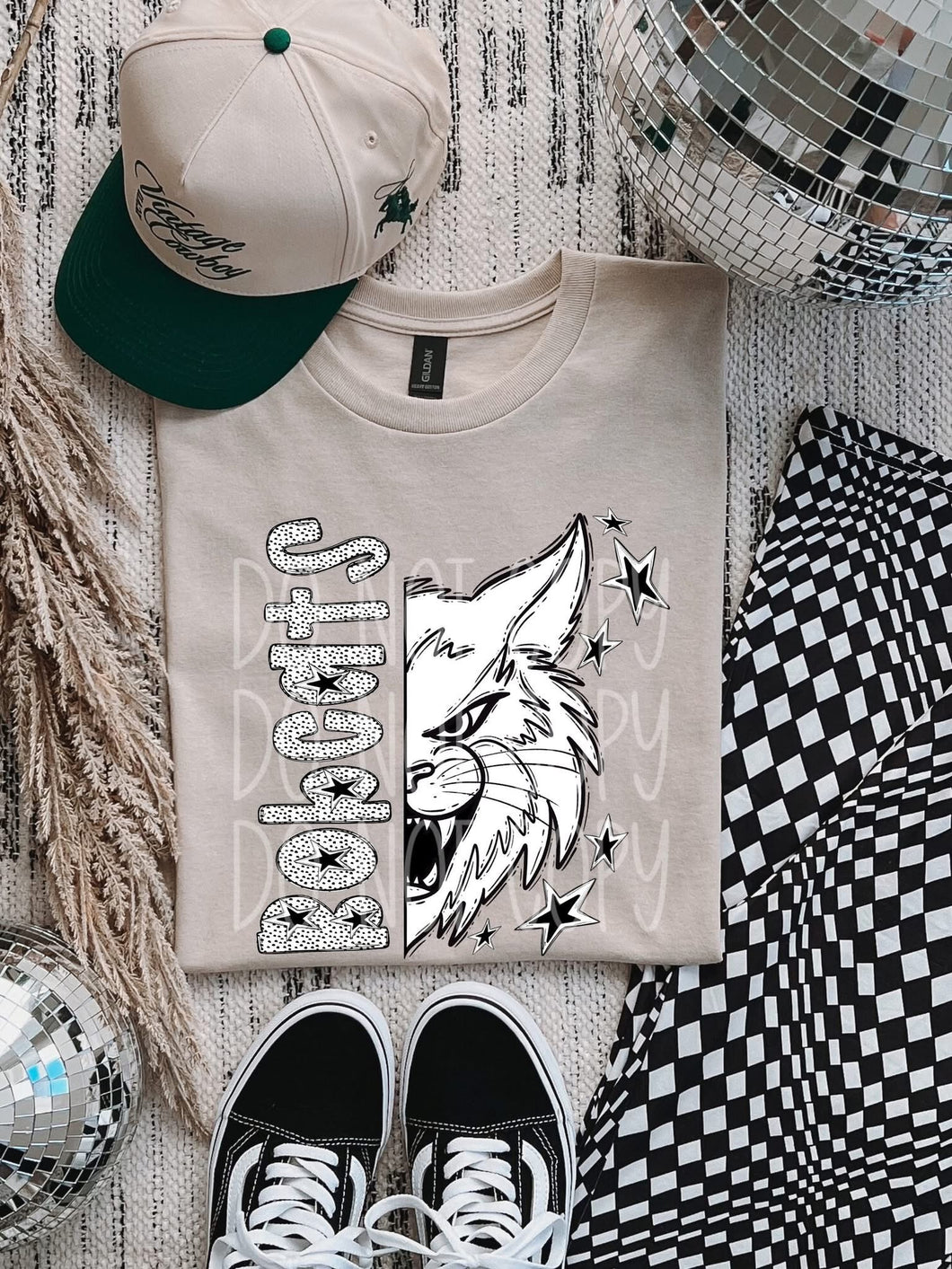 Bobcats black & white Mascot DTF transfer