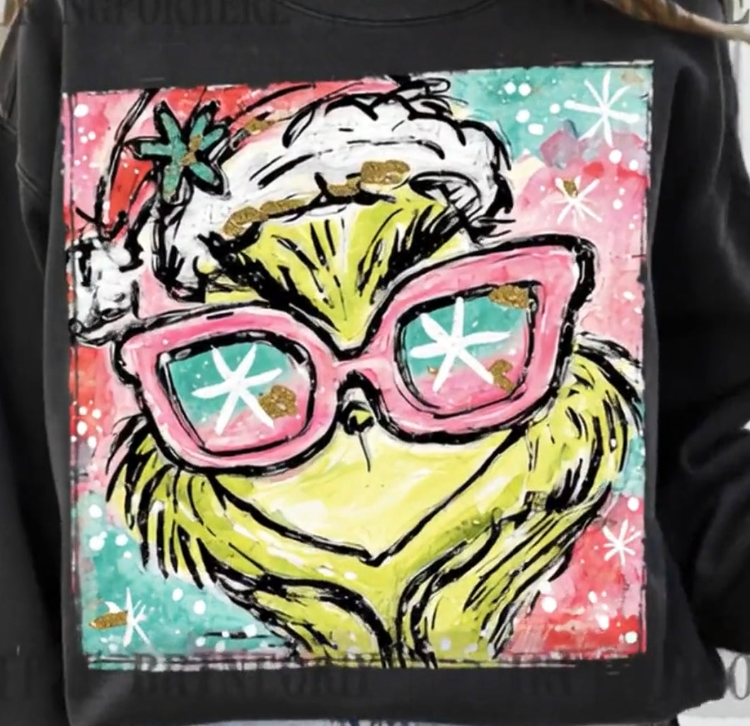 Watercolor Grin ch DTF transfer