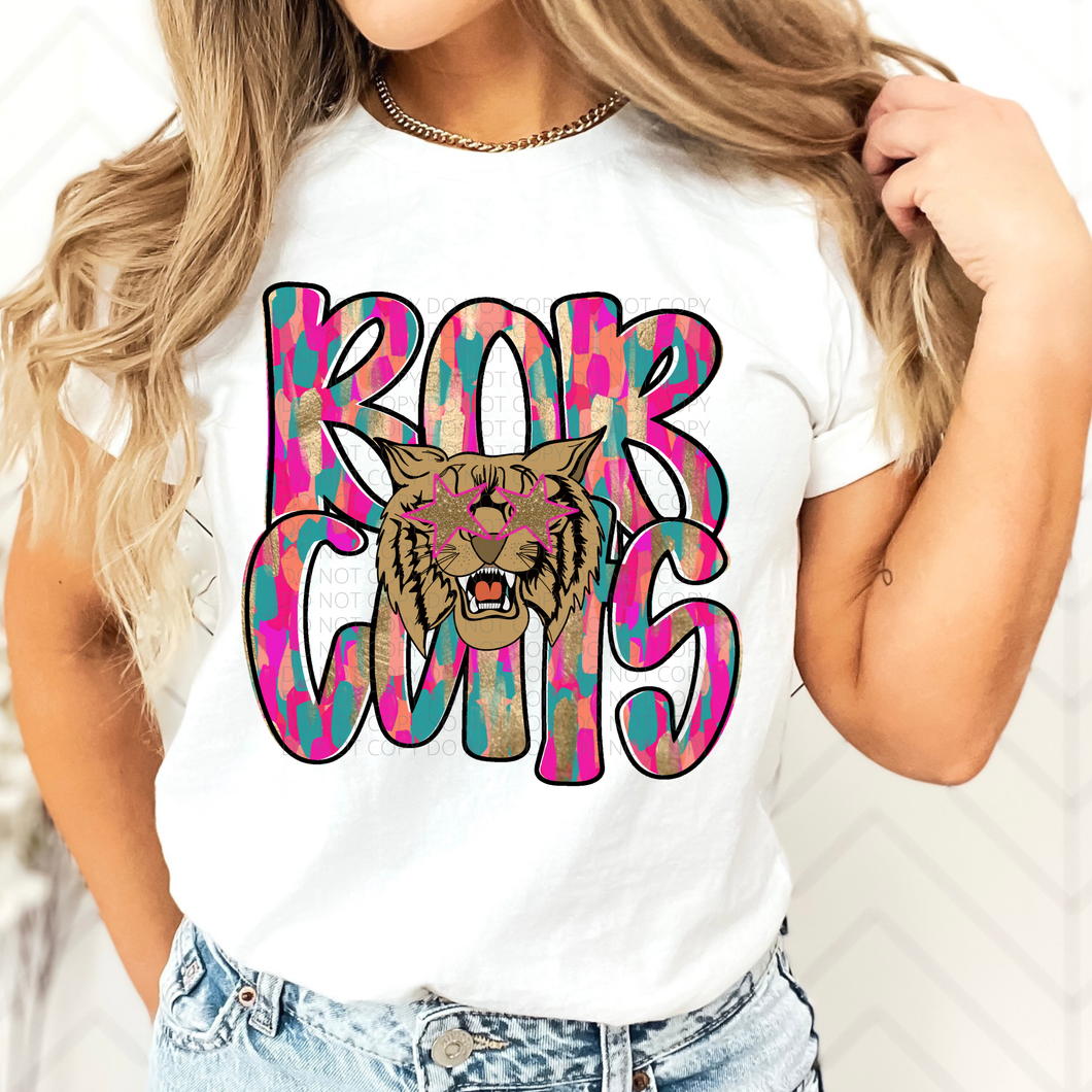 Bobcats Brushstroke Mascot DTF transfer