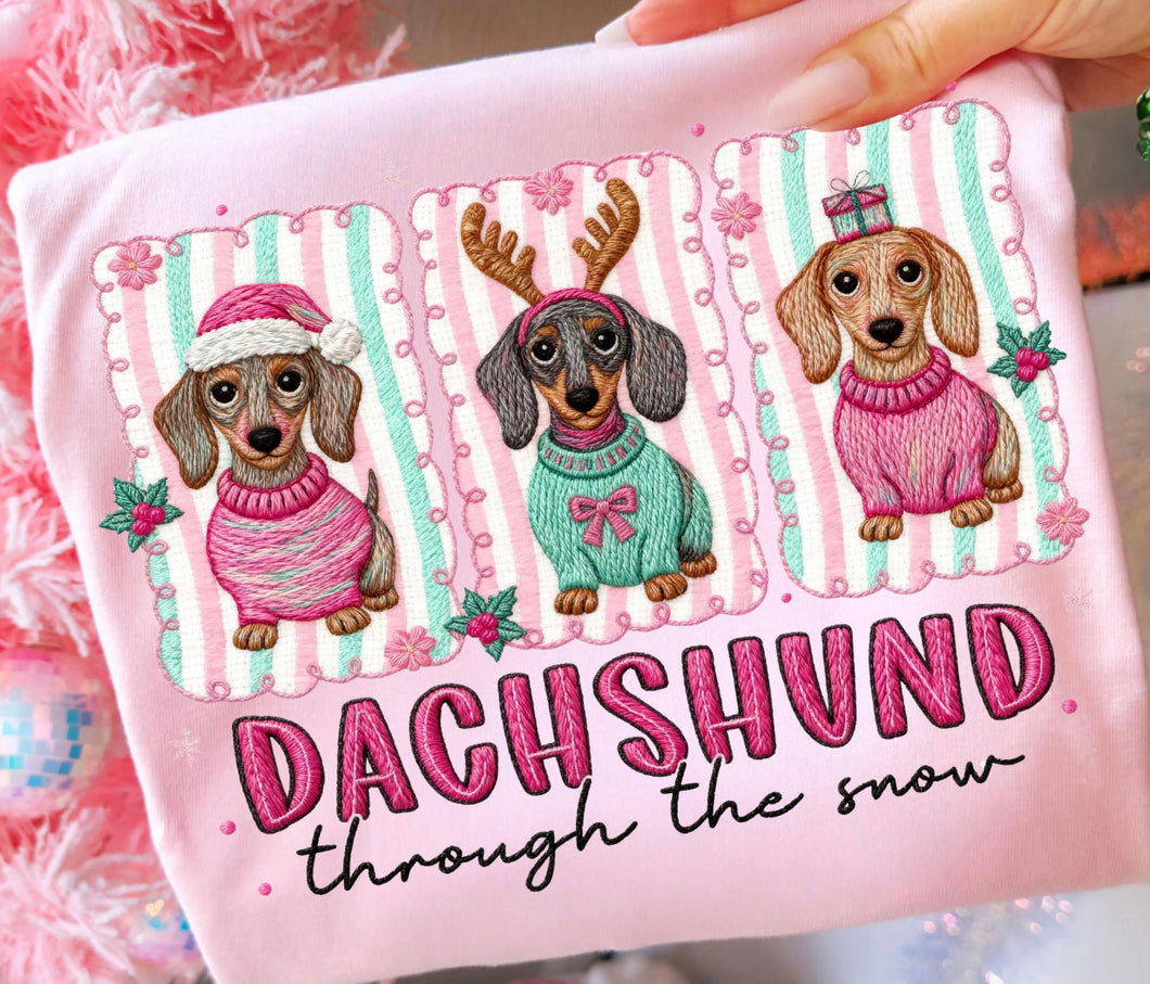 Daschund Through the Snow DTF transfer