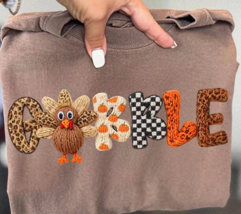 Faux Yarn Gobble Turkey DTF transfer