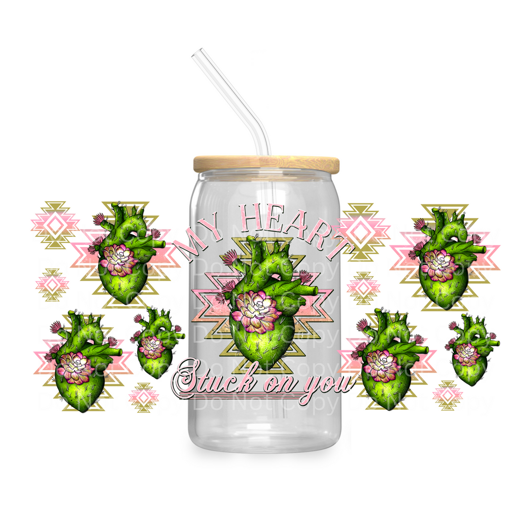 My Heart Stuck on You cactus valentine - UV DTF 16 oz Cup Wrap