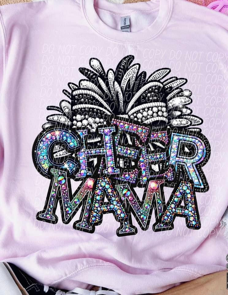 Cheer Mama rhinestone pompom DTF transfer