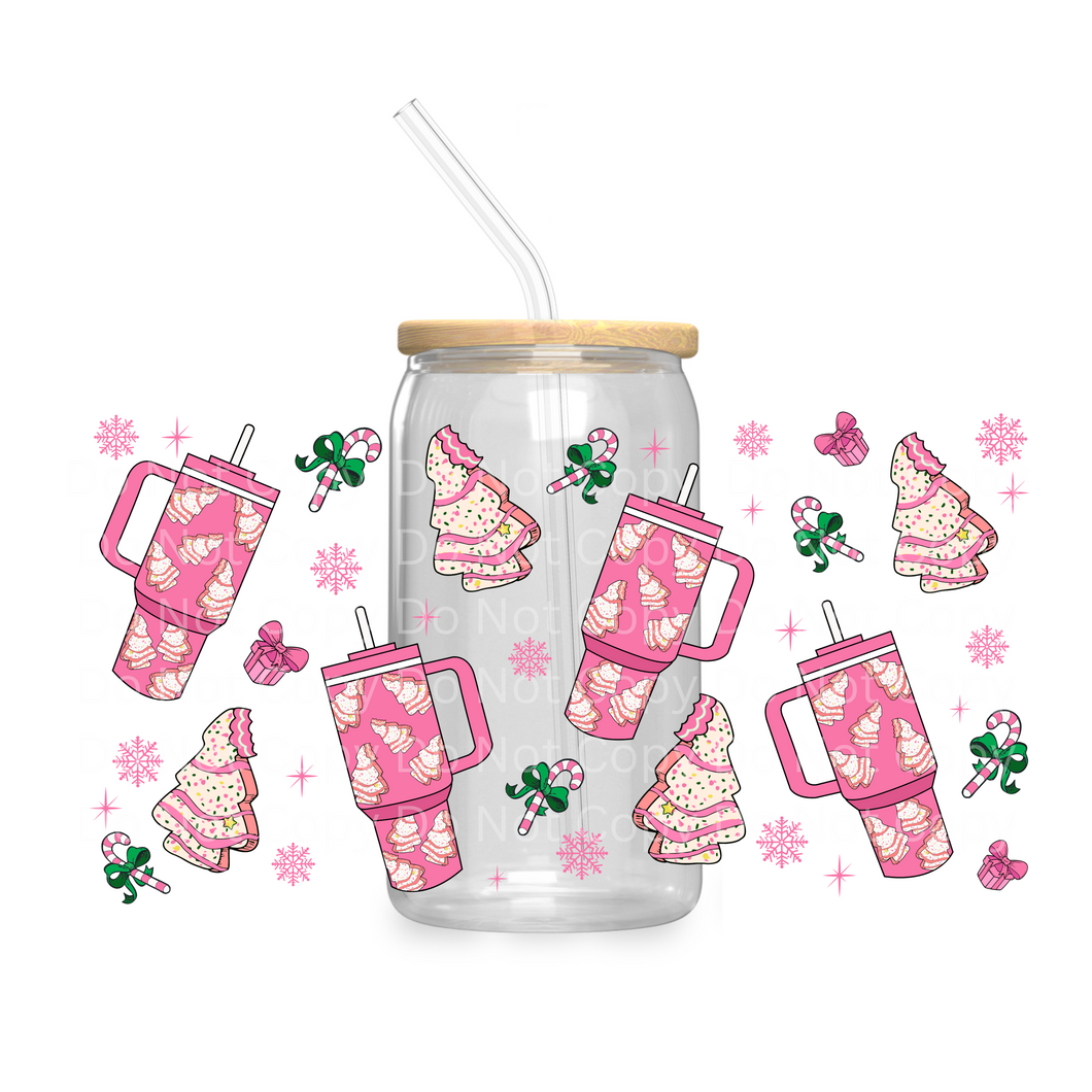 Pink Cups & Tree Cakes - UV DTF 16 oz Cup Wrap