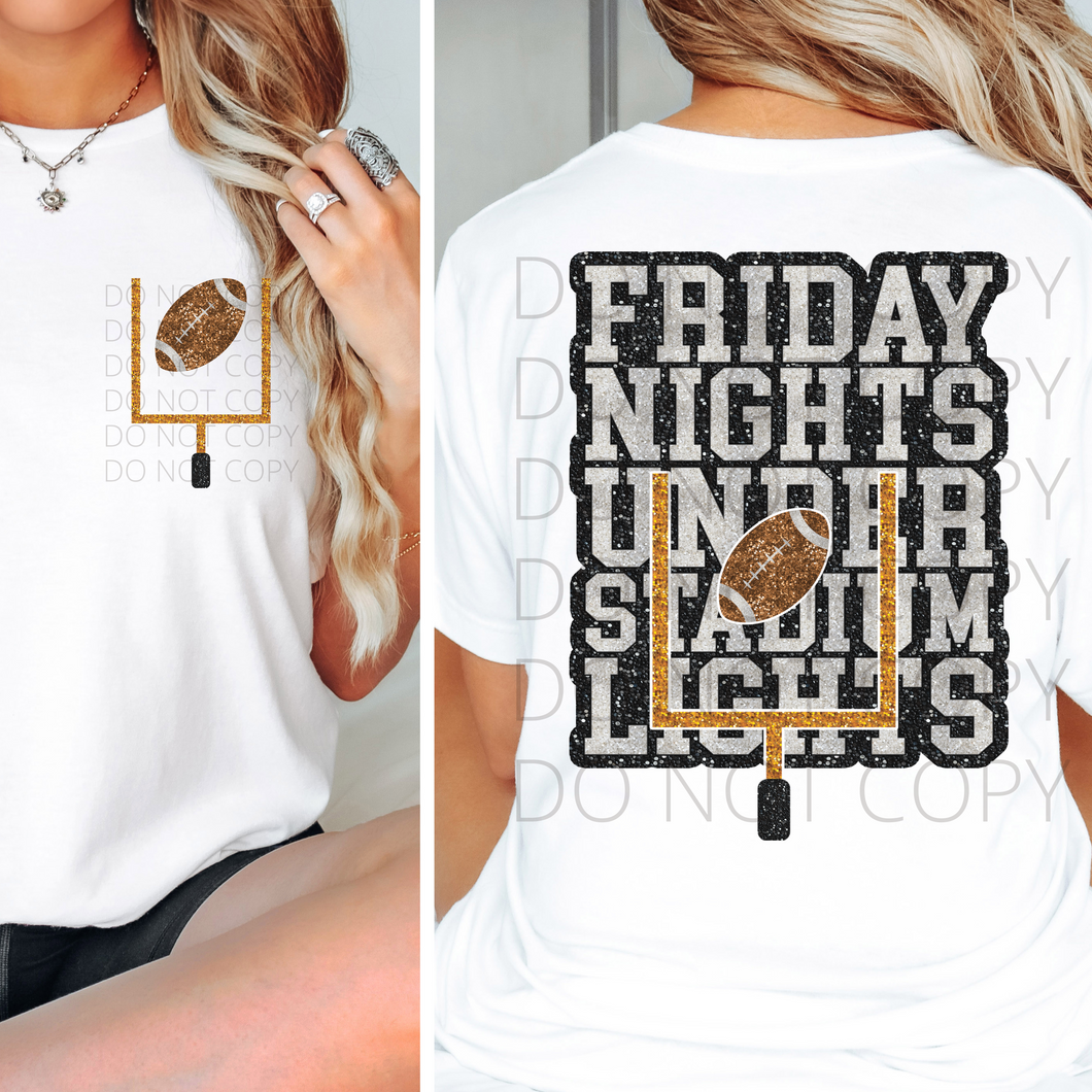 Friday Nights Under Stadium Lights -- Back & Pocket  **THIN** Screen Print Transfer adult size