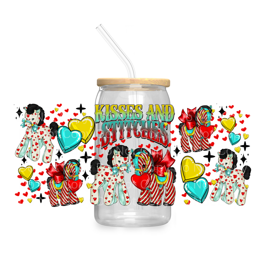 Kisses & Stitches valentine - UV DTF 16 oz Cup Wrap