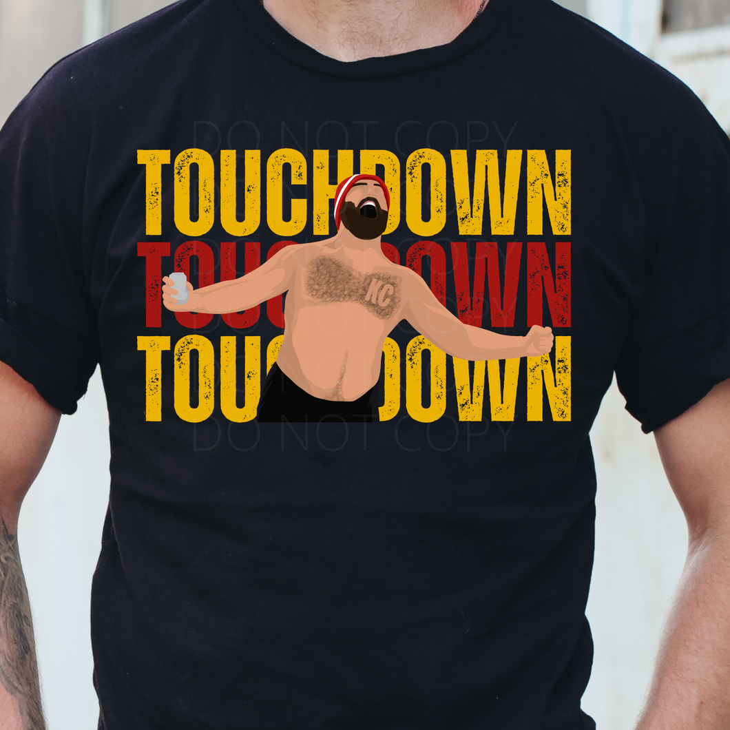 Jason Kel ce TOUCHDOWN (red/yellow letters) DTF transfer