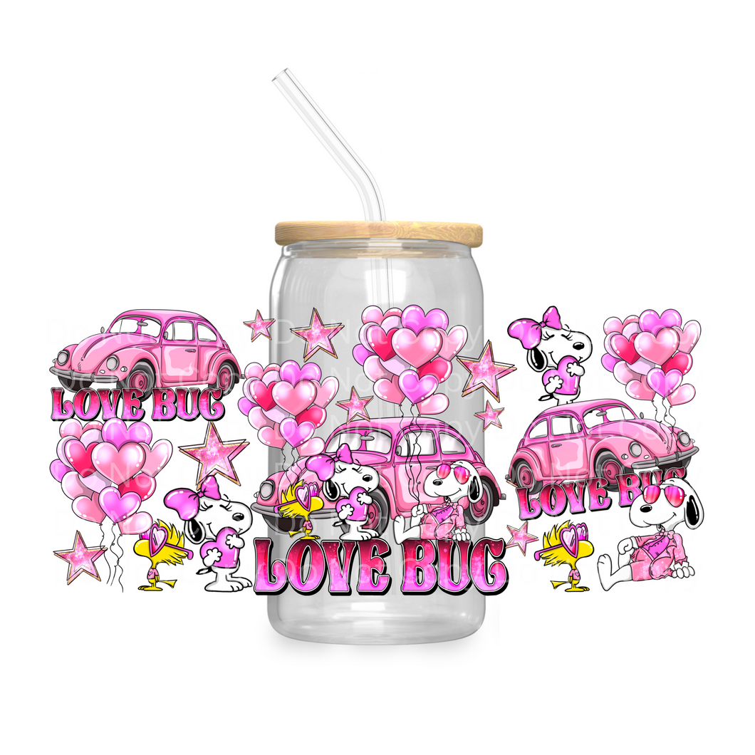 Love Bug dog valentine - UV DTF 16 oz Cup Wrap