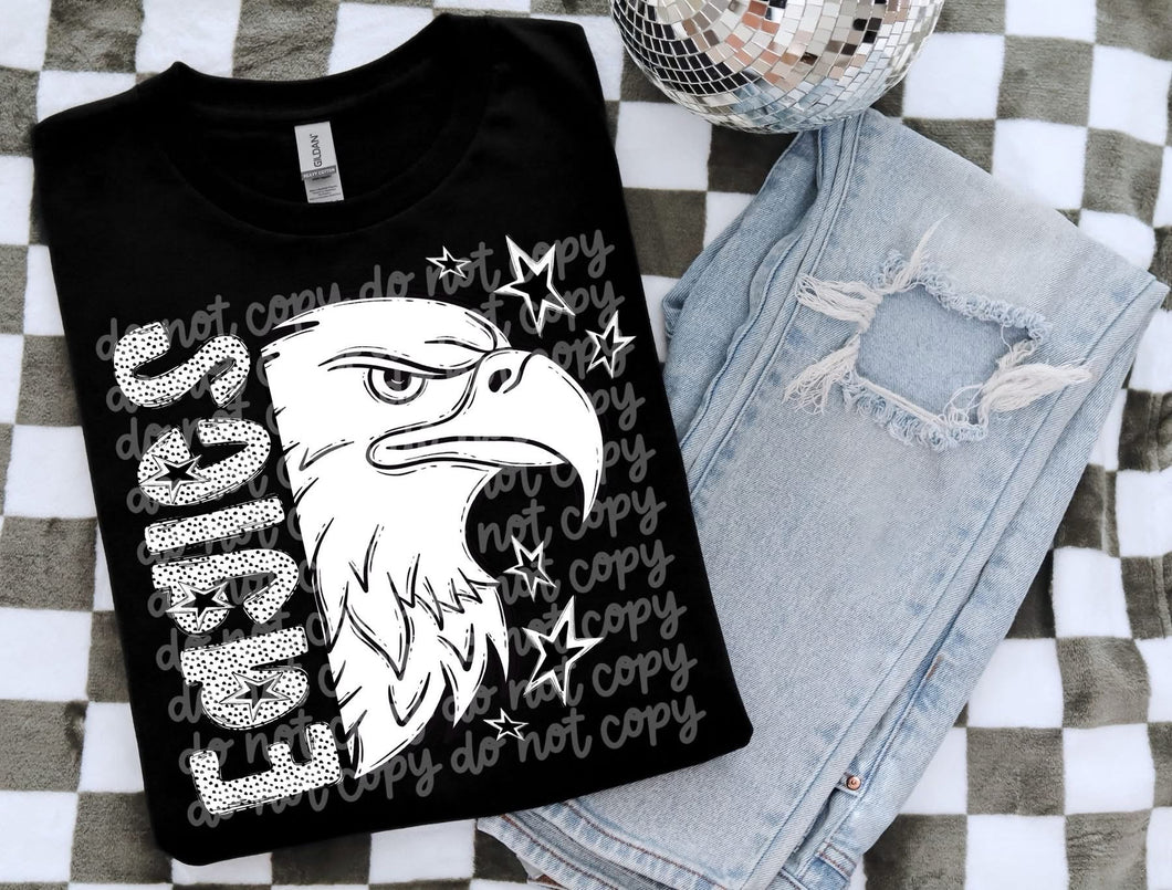 Eagles black & white Mascot DTF transfer