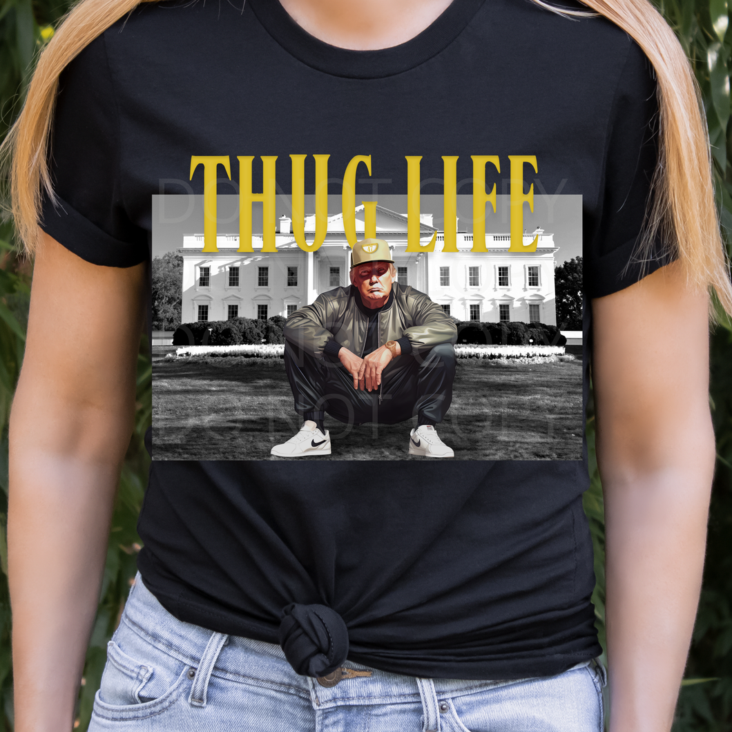 Thug Life yellow White House DTF transfer