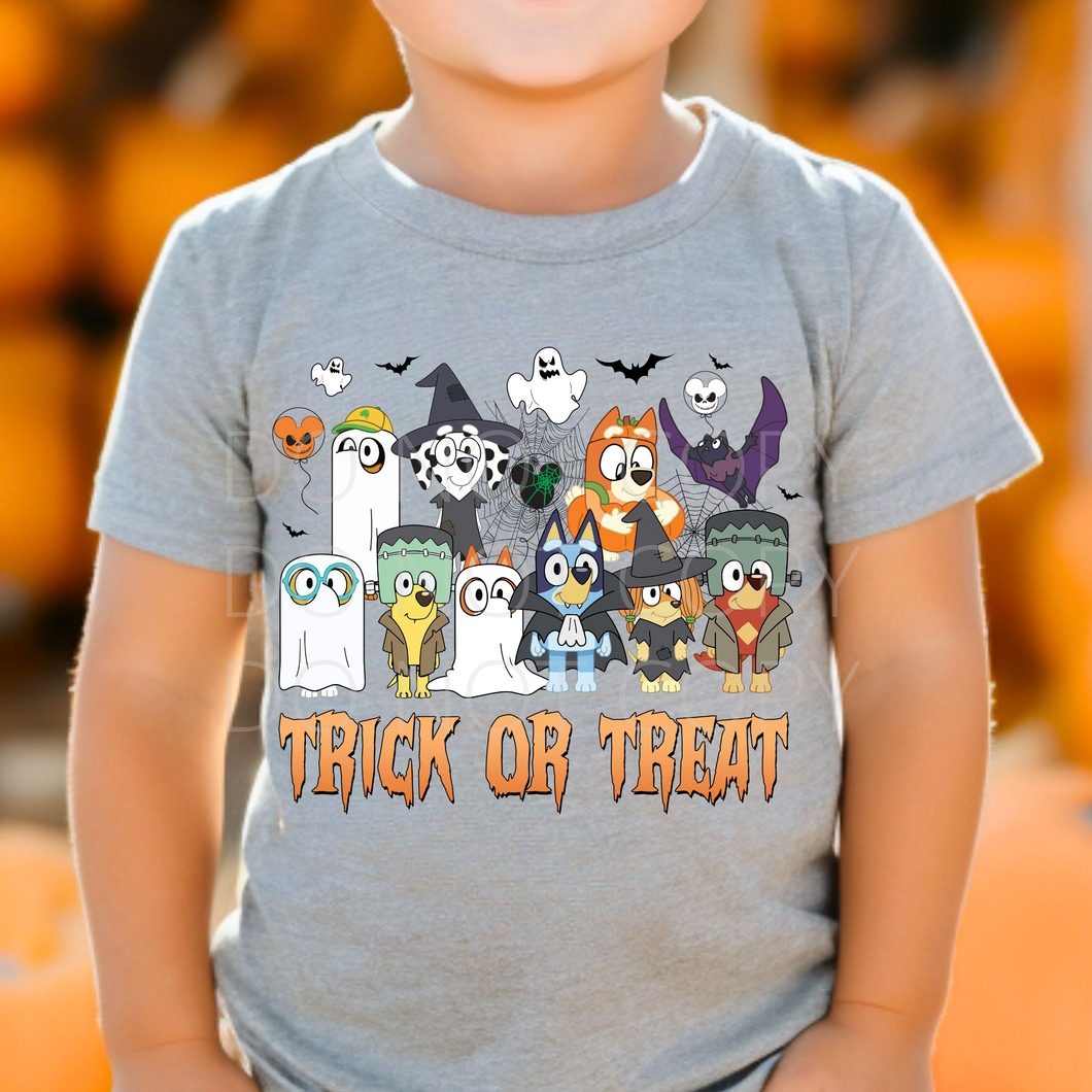 Trick or Treat Blue **THIN** Screen Print Transfer kid size