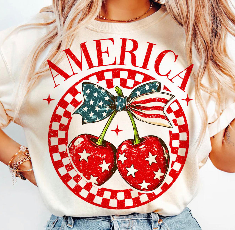 America Cherries DTF transfer