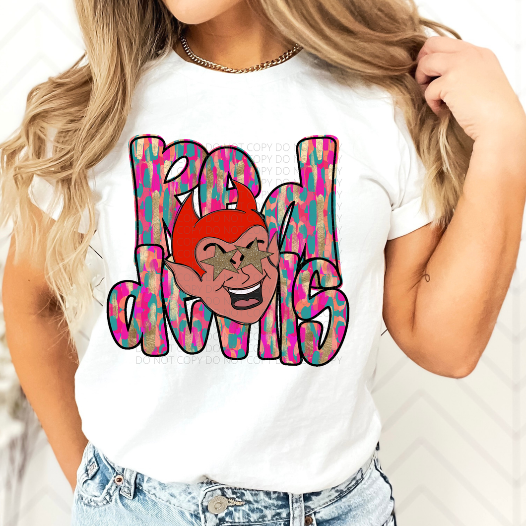 Red Devils Brushstroke Mascot DTF transfer