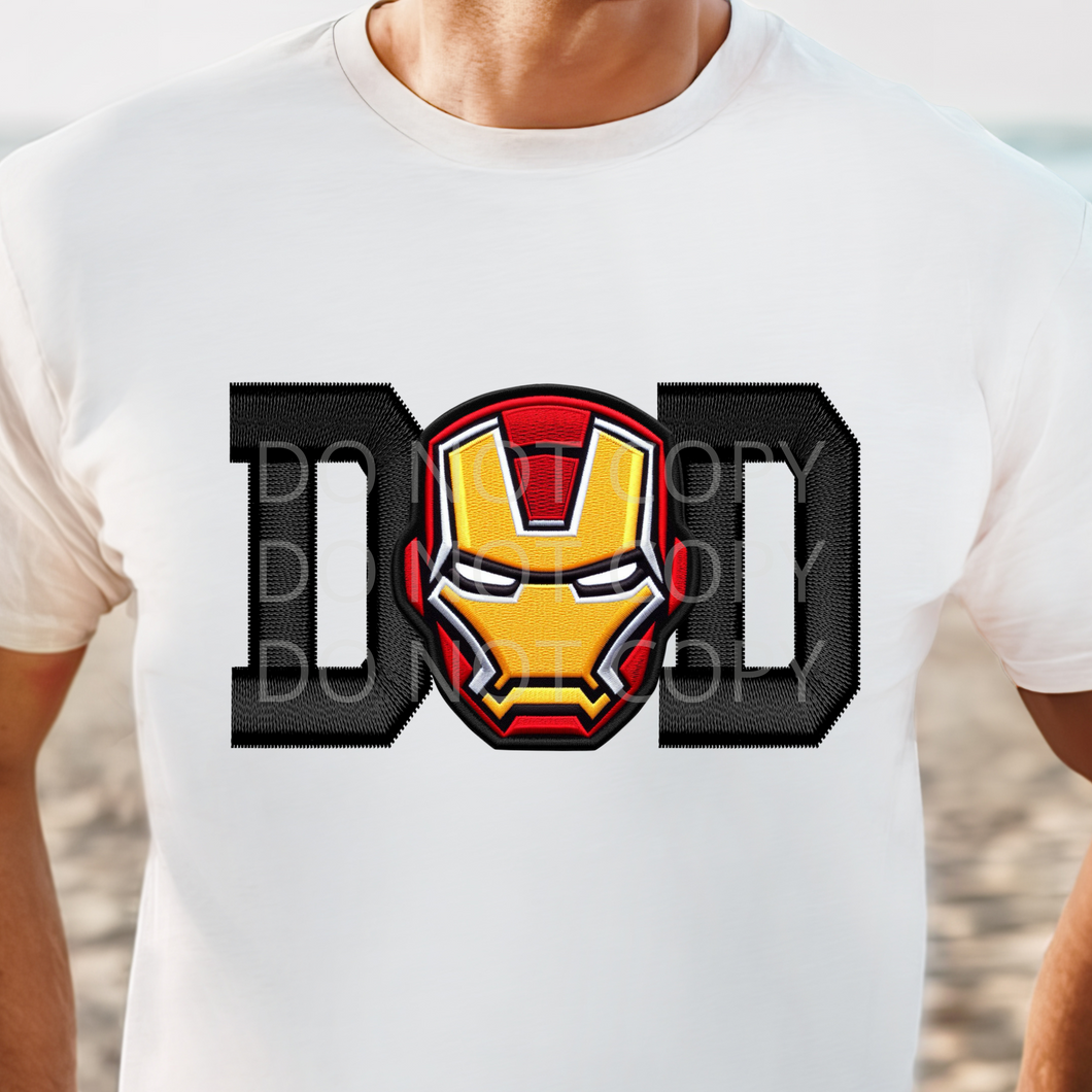 Iron Man Dad faux embroidery DTF transfer