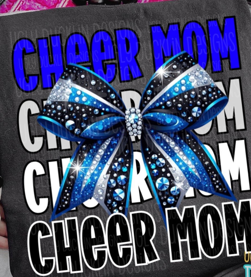 Cheer Mom blue DTF transfer