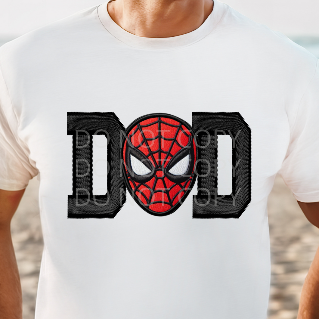 Spider Dad faux embroidery DTF transfer