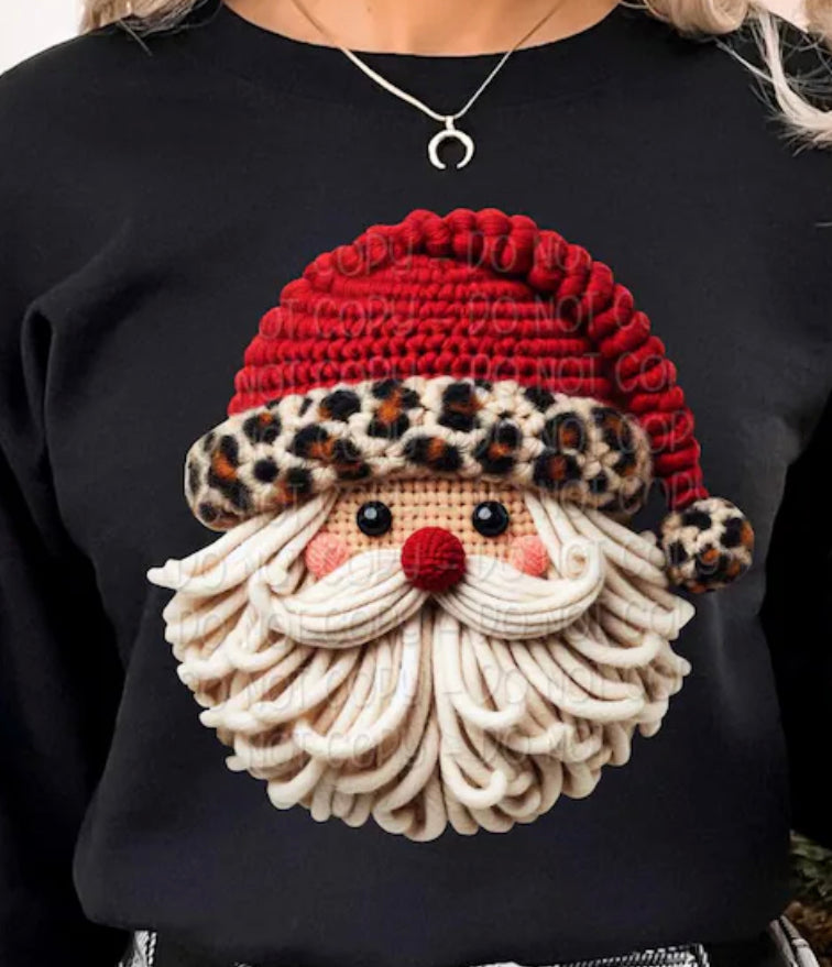 Faux Yarn Leopard Santa DTF transfer