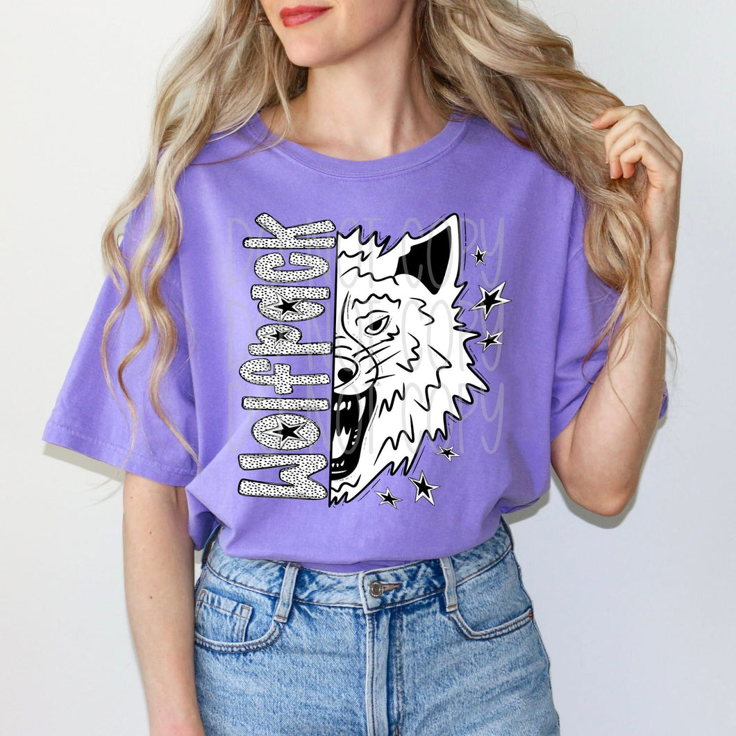 Wolfpack black & white Mascot DTF transfer