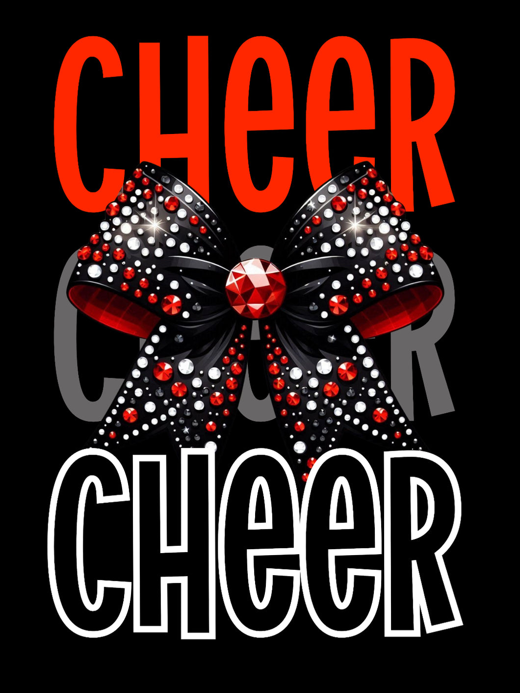 Cheer red & black DTF transfer