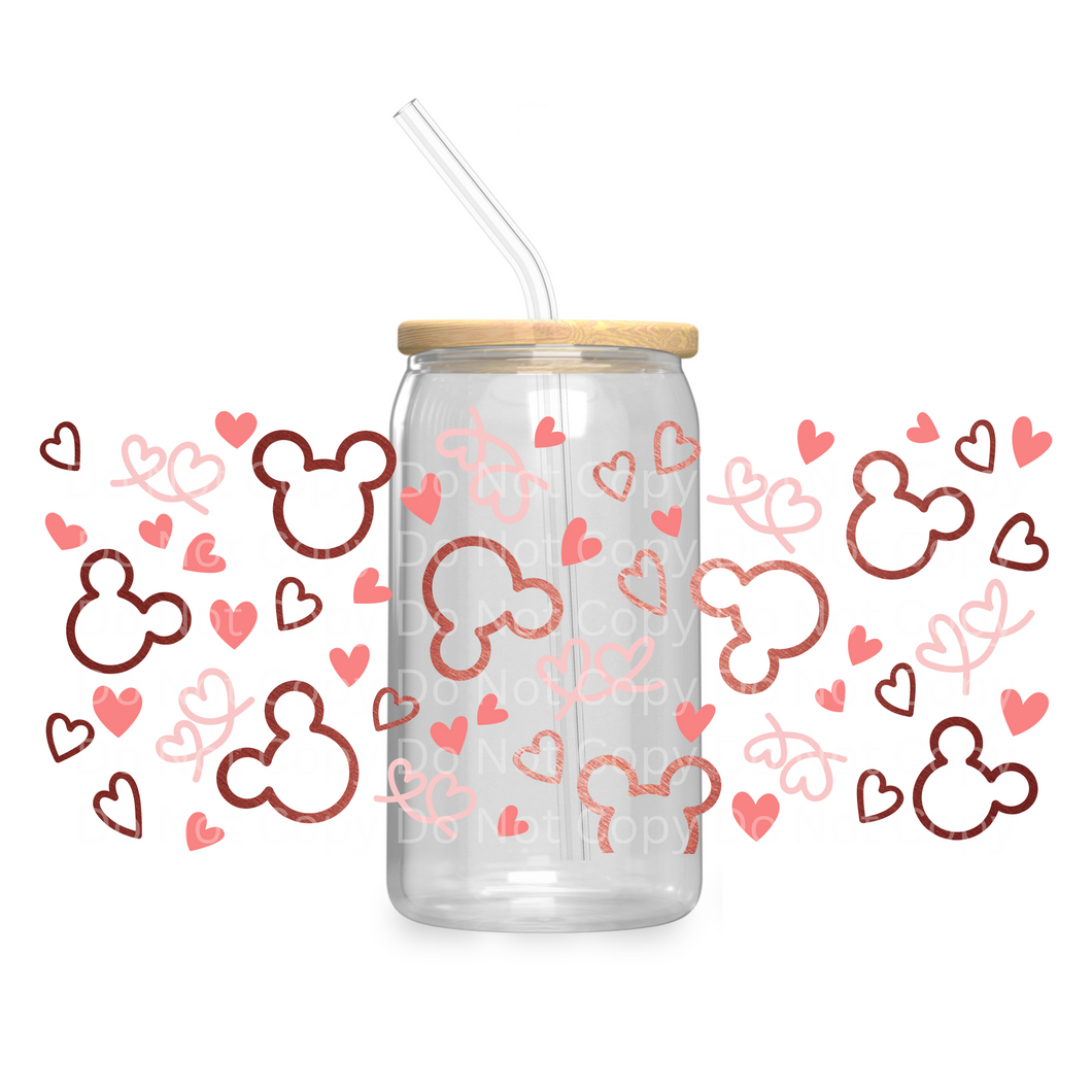 Mouse Outline valentine - UV DTF 16 oz Cup Wrap