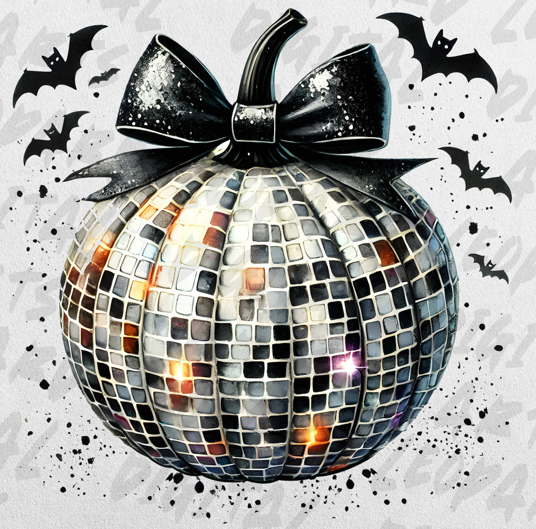 Silver Disco Pumpkin DTF transfer