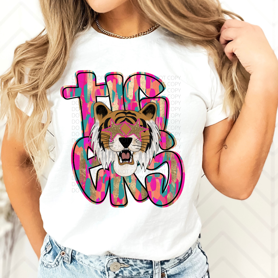 Tigers Brushstroke Mascot DTF transfer
