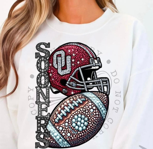 Sooners Vertical rhinestone DTF transfer