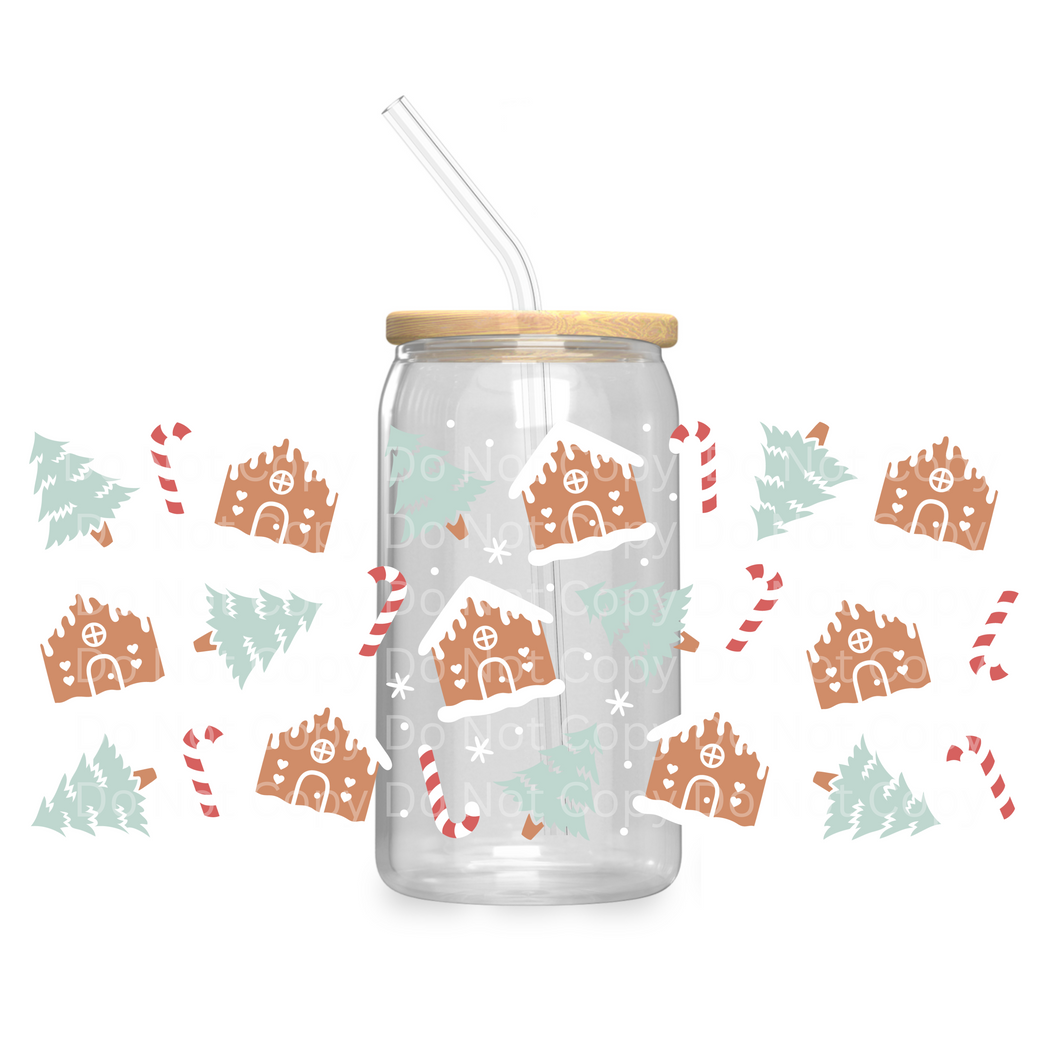 Gingerbread Houses - UV DTF 16 oz Cup Wrap