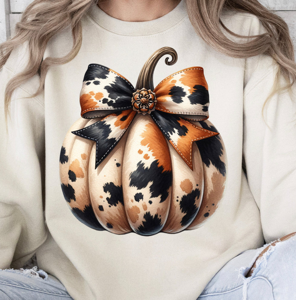 Brown & Black Cowhide Pumpkin DTF transfer