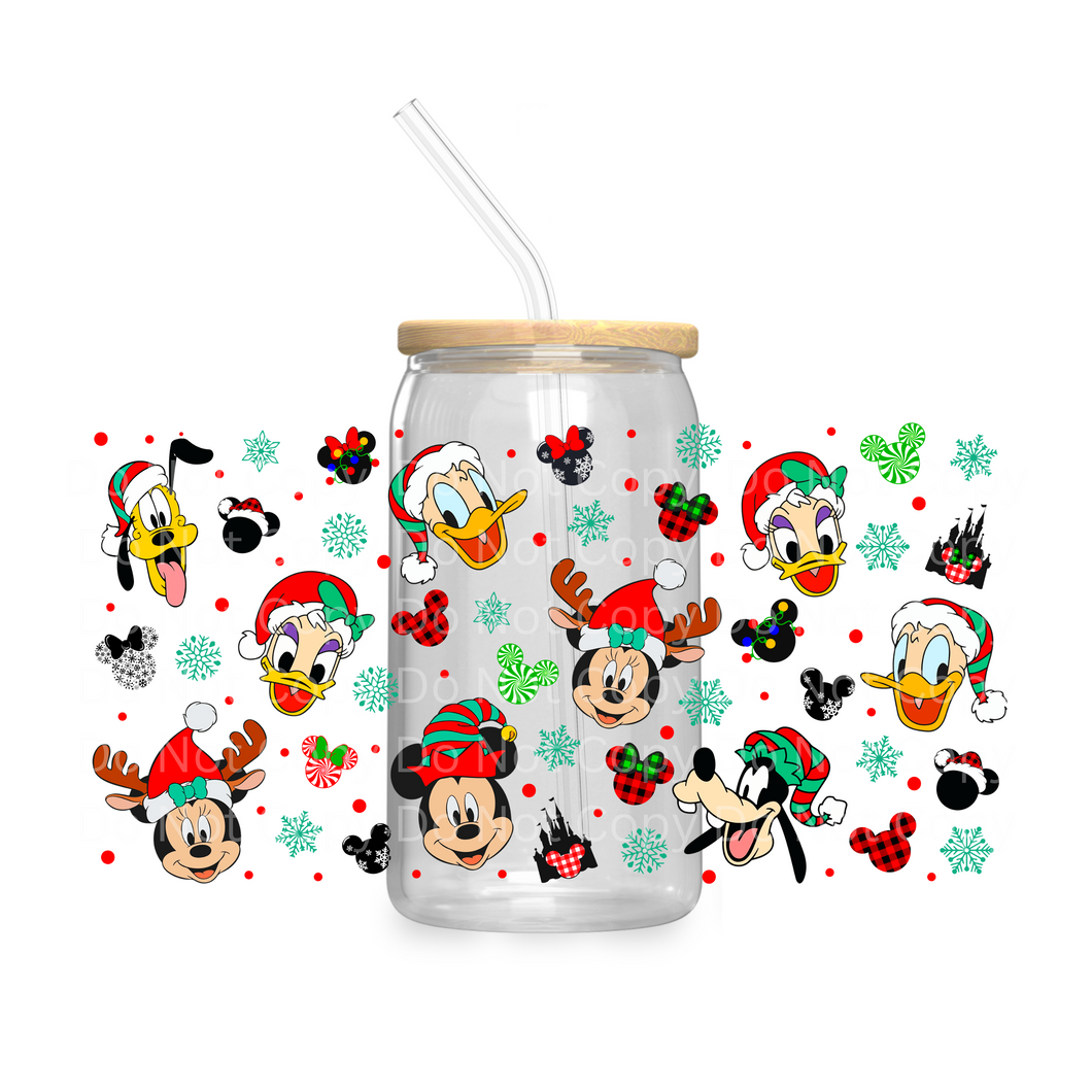 Mouse Friends Christmas Faces - UV DTF 16 oz Cup Wrap