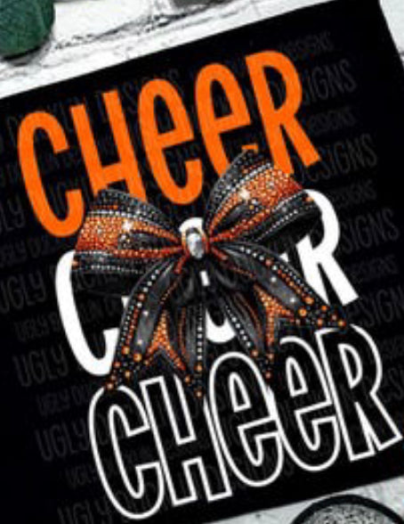 Cheer orange & black DTF transfer