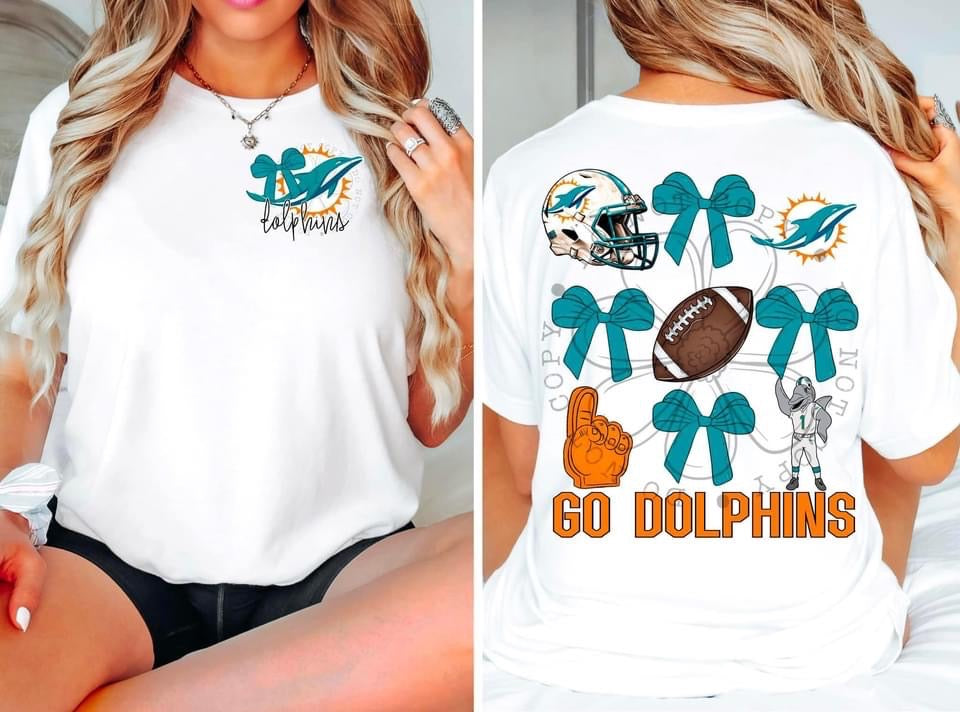 Miami Dolphins Coquette pocket & back SET DTF transfer