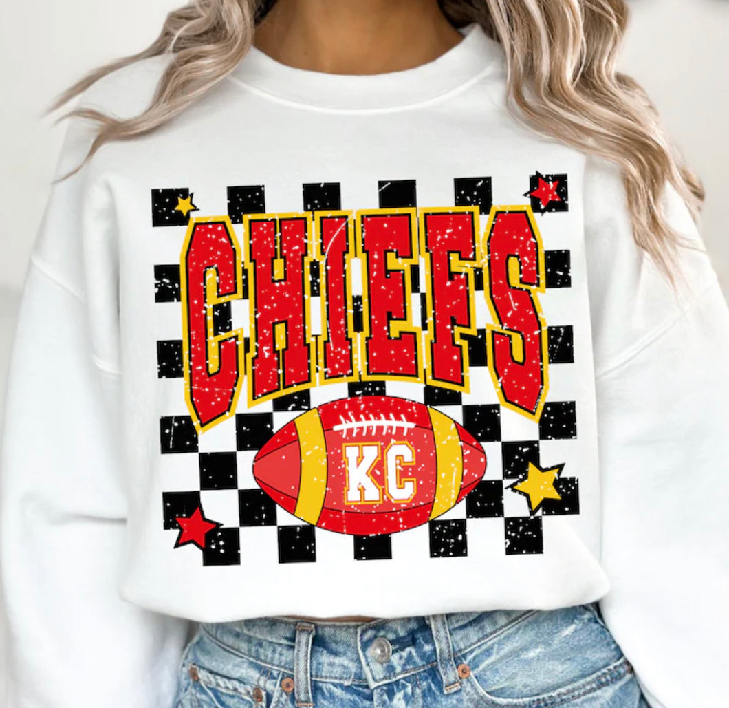 Checkered KC Chiefs DTF transfer