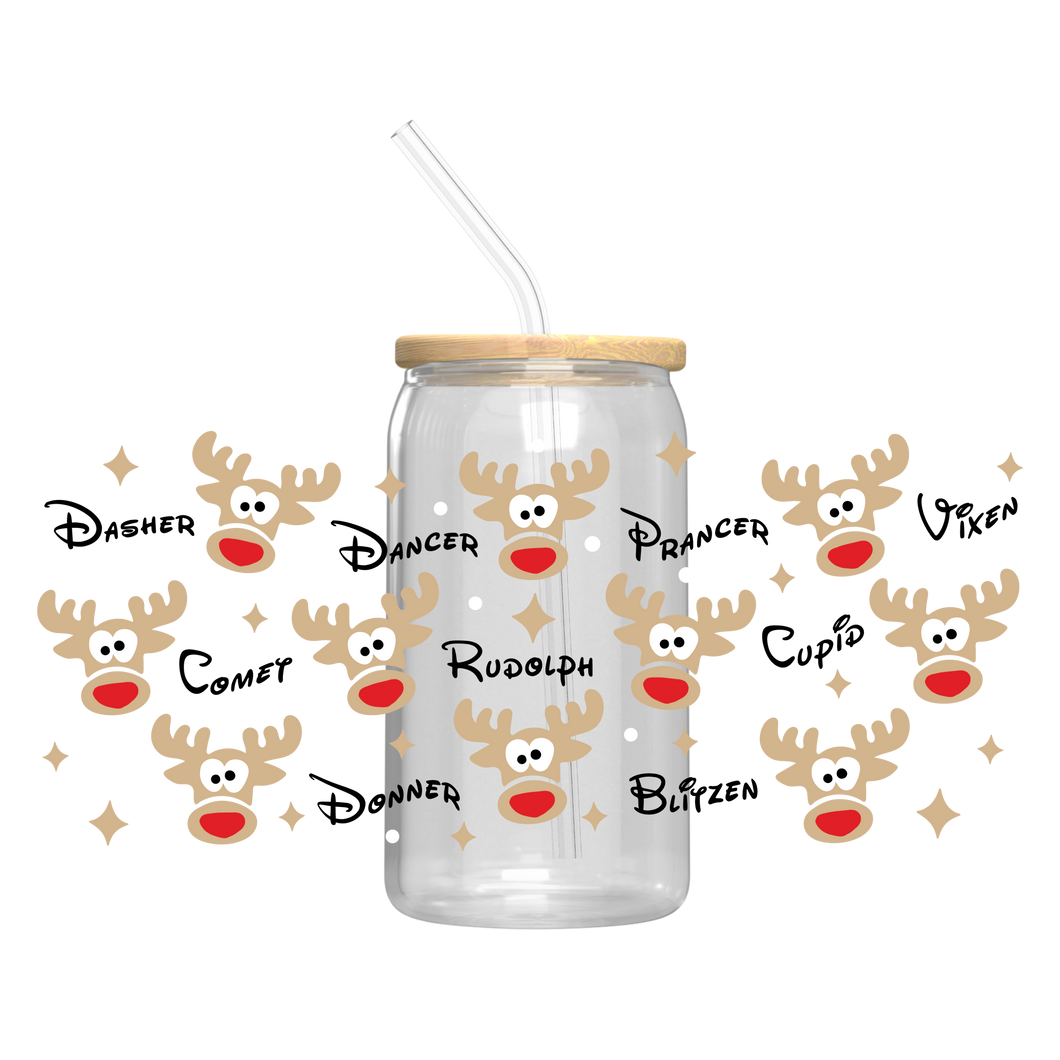 Reindeer Names - UV DTF 16 oz Cup Wrap