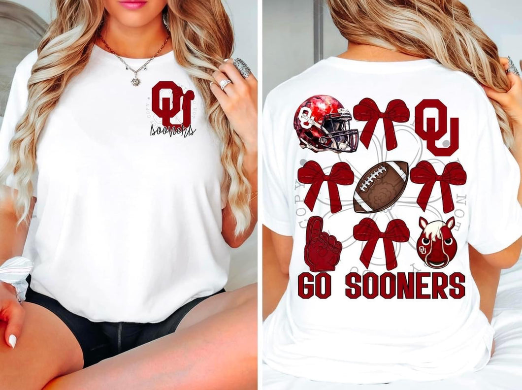 Go Sooners Coquette pocket & back SET DTF transfer