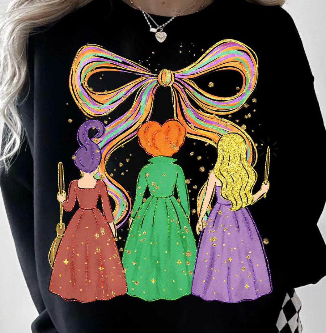 HP Witches Back View with Bow DTF transfer