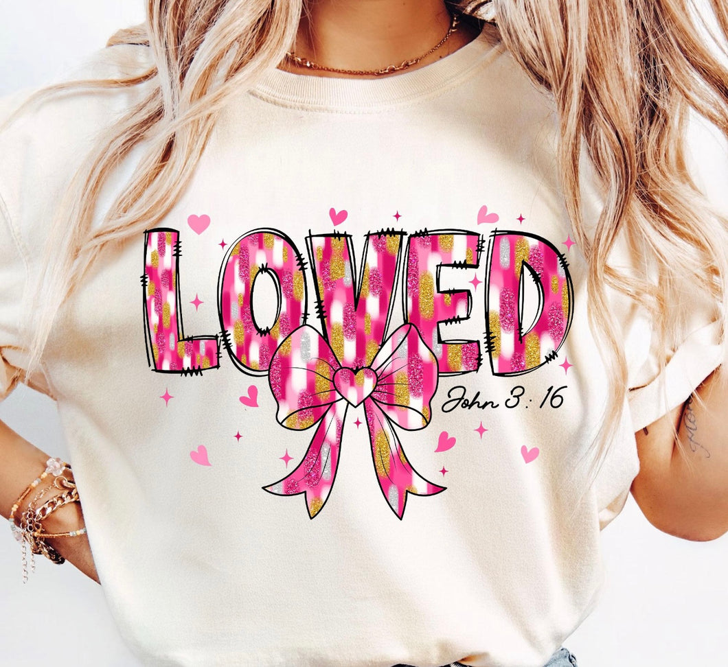 Loved Bow John 3:16 DTF transfer