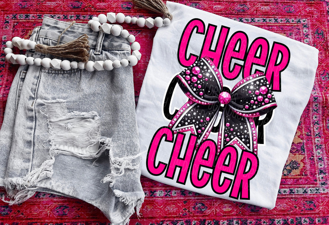 Cheer pink & black DTF transfer