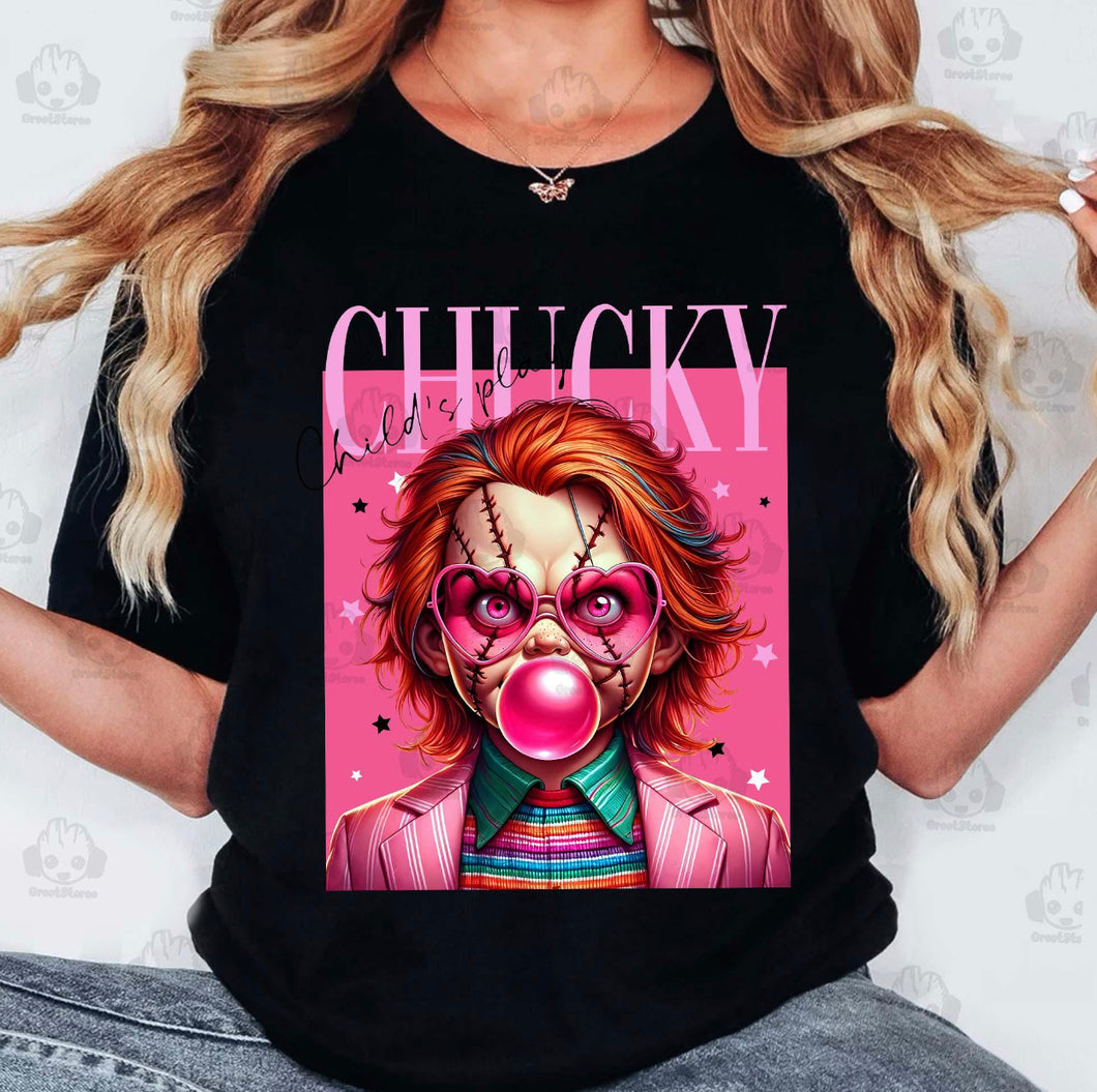 Chucky Pink Bubble DTF transfer