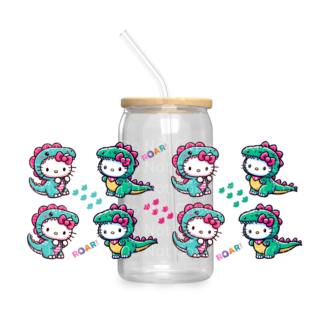 H Kitty Dinosaurs - UV DTF 16 oz Cup Wrap