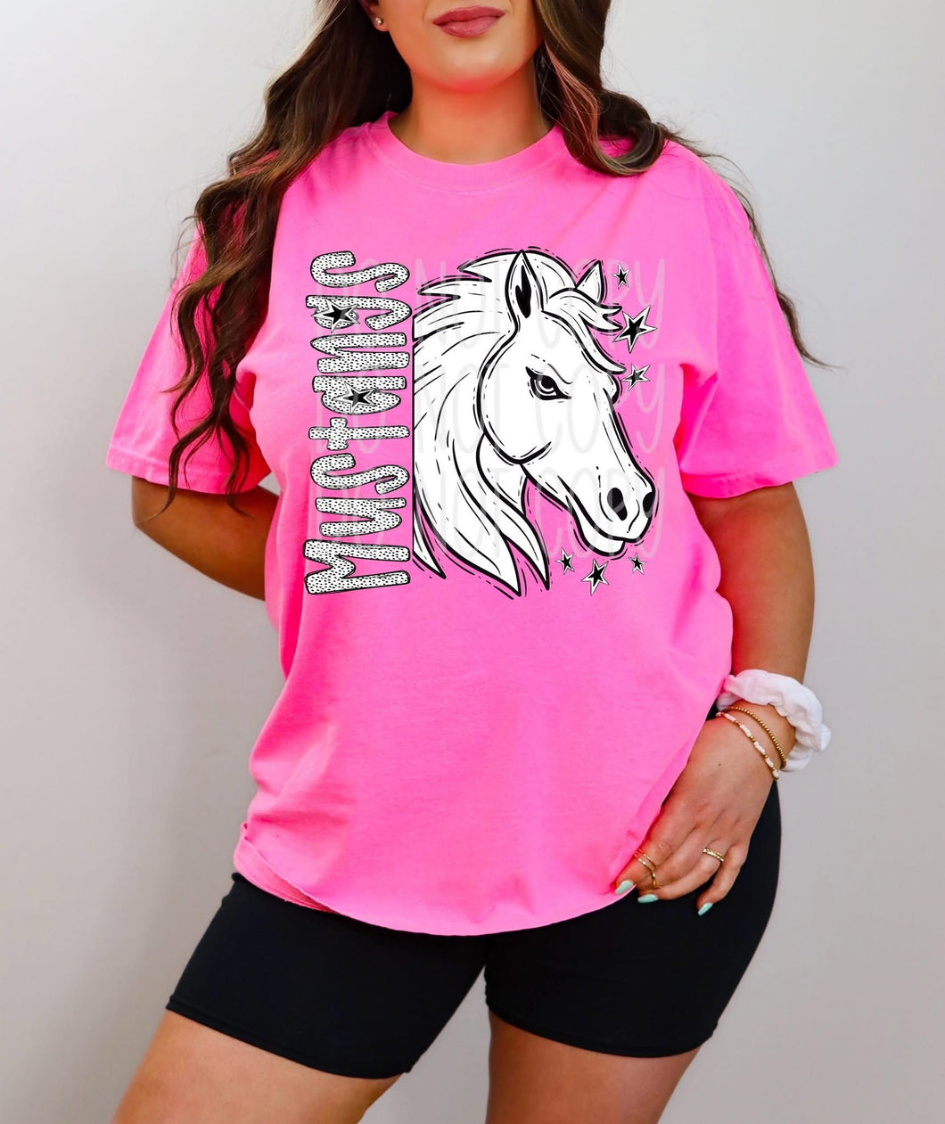 Mustangs black & white Mascot DTF transfer