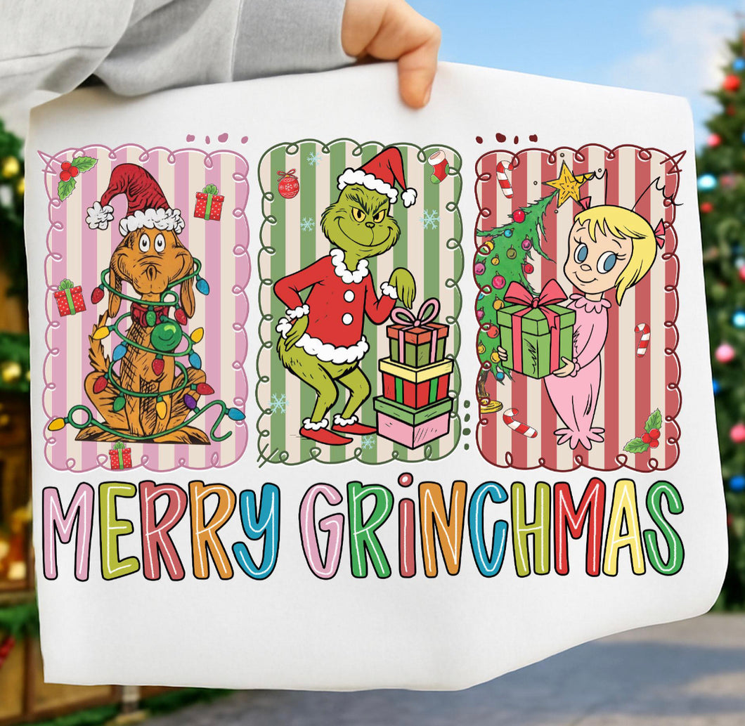 Merry Grin ch mas Seersucker trio DTF transfer