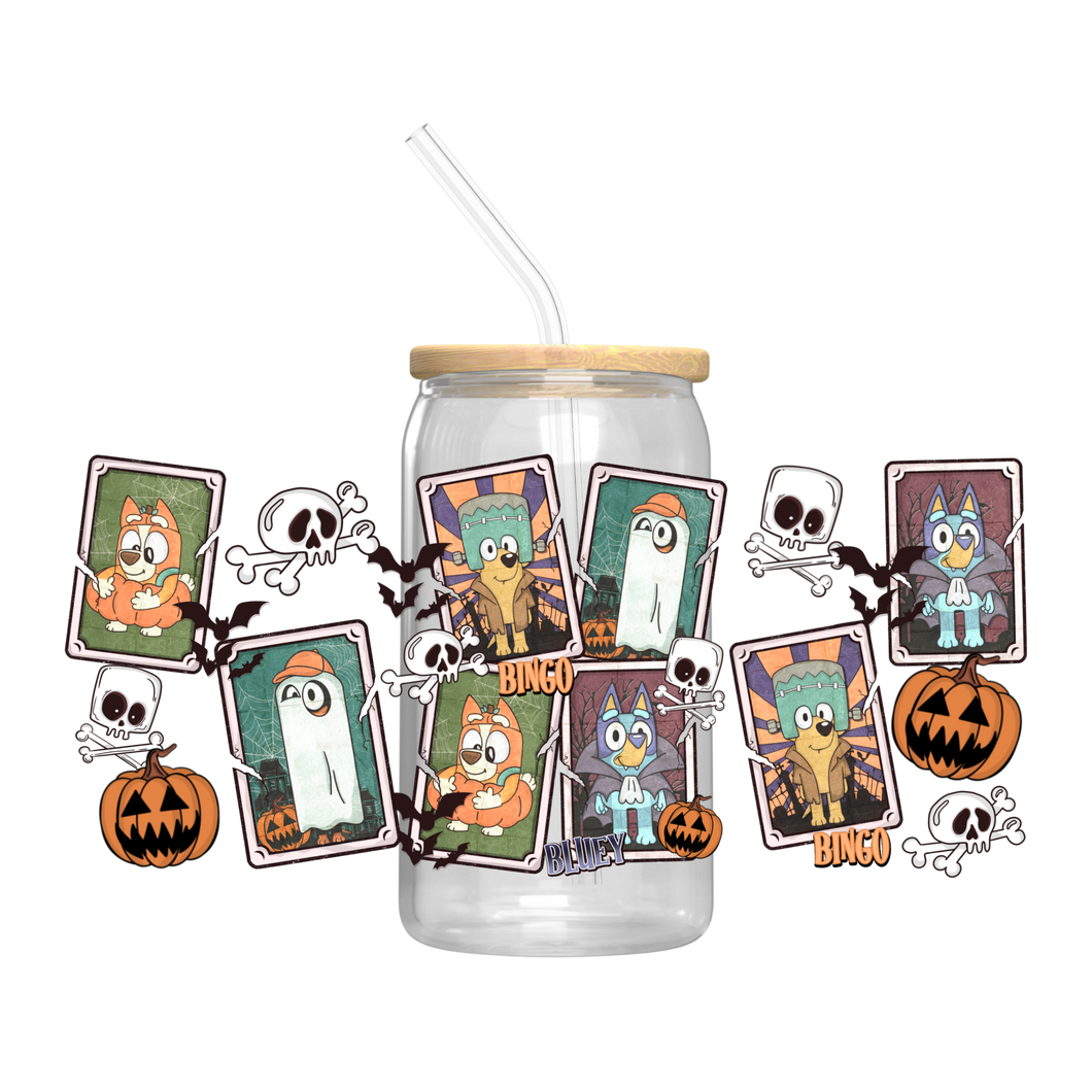 Blue Halloween Tarot Cards - UV DTF 16 oz Cup Wrap