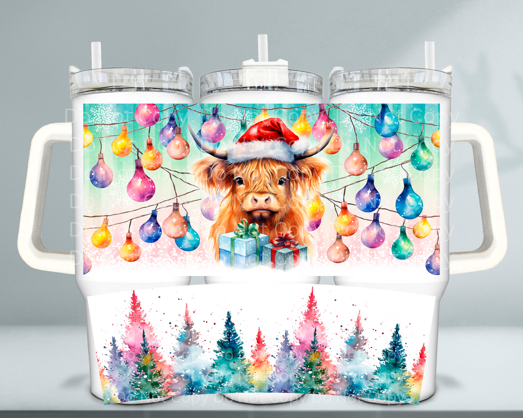 Santa Cow Lights - UV DTF 40 oz Cup Wrap