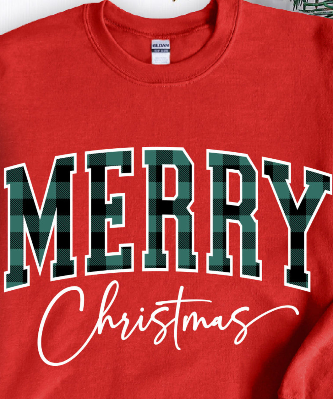Green Plaid Merry Christmas DTF transfer