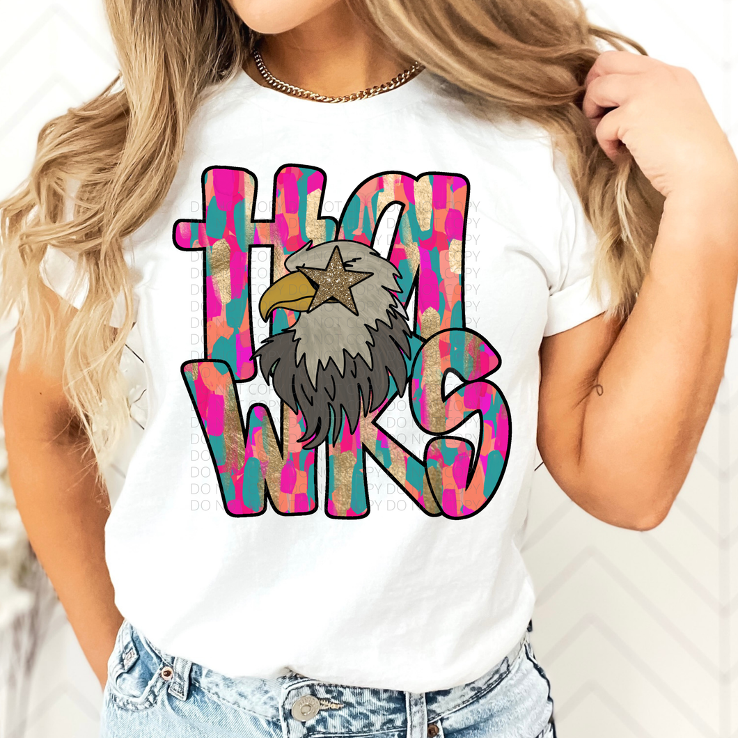 Hawks Brushstroke Mascot DTF transfer