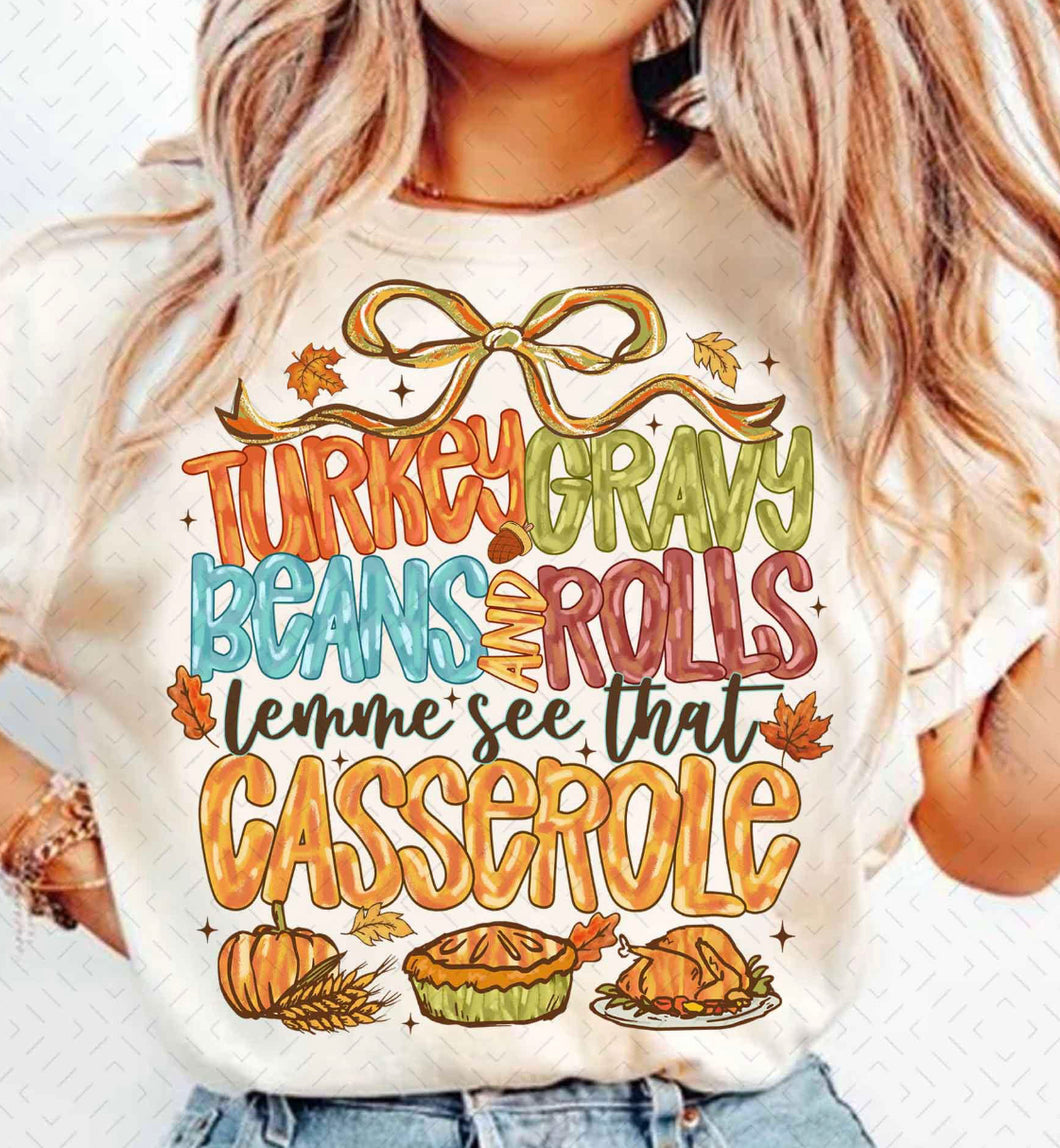 Turkey Gravy Beans and Rolls Coquette DTF transfer