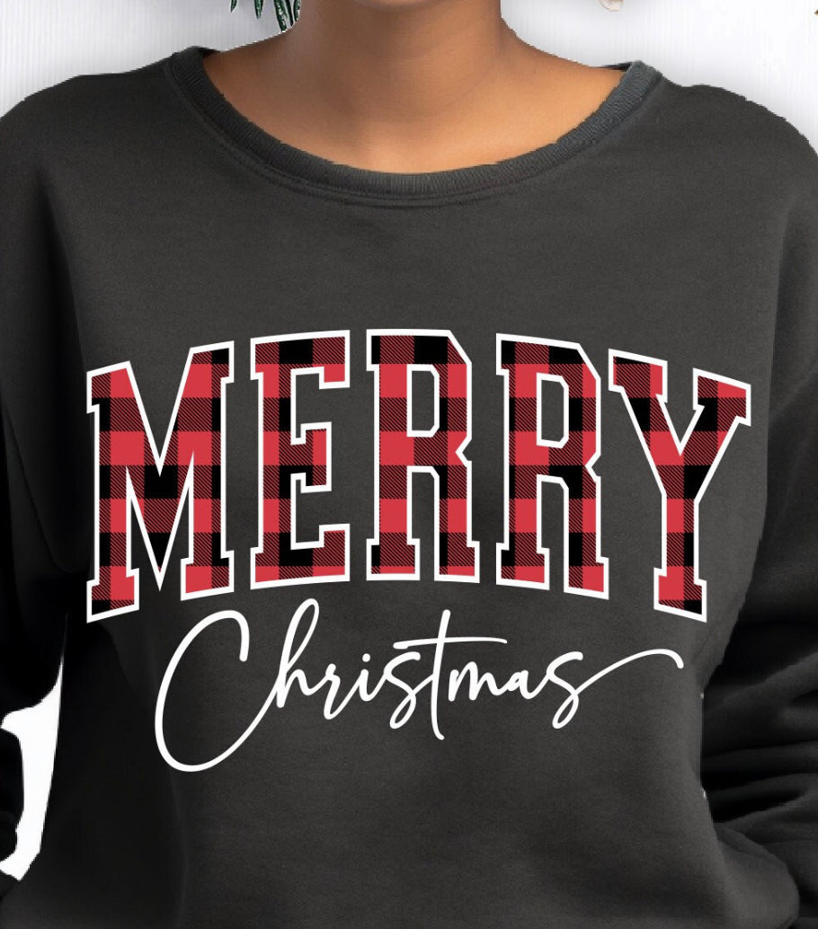Red Plaid Merry Christmas DTF transfer
