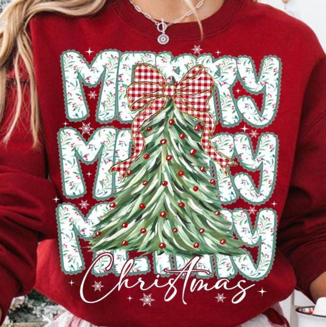 Stacked Merry Christmas Tree DTF transfer